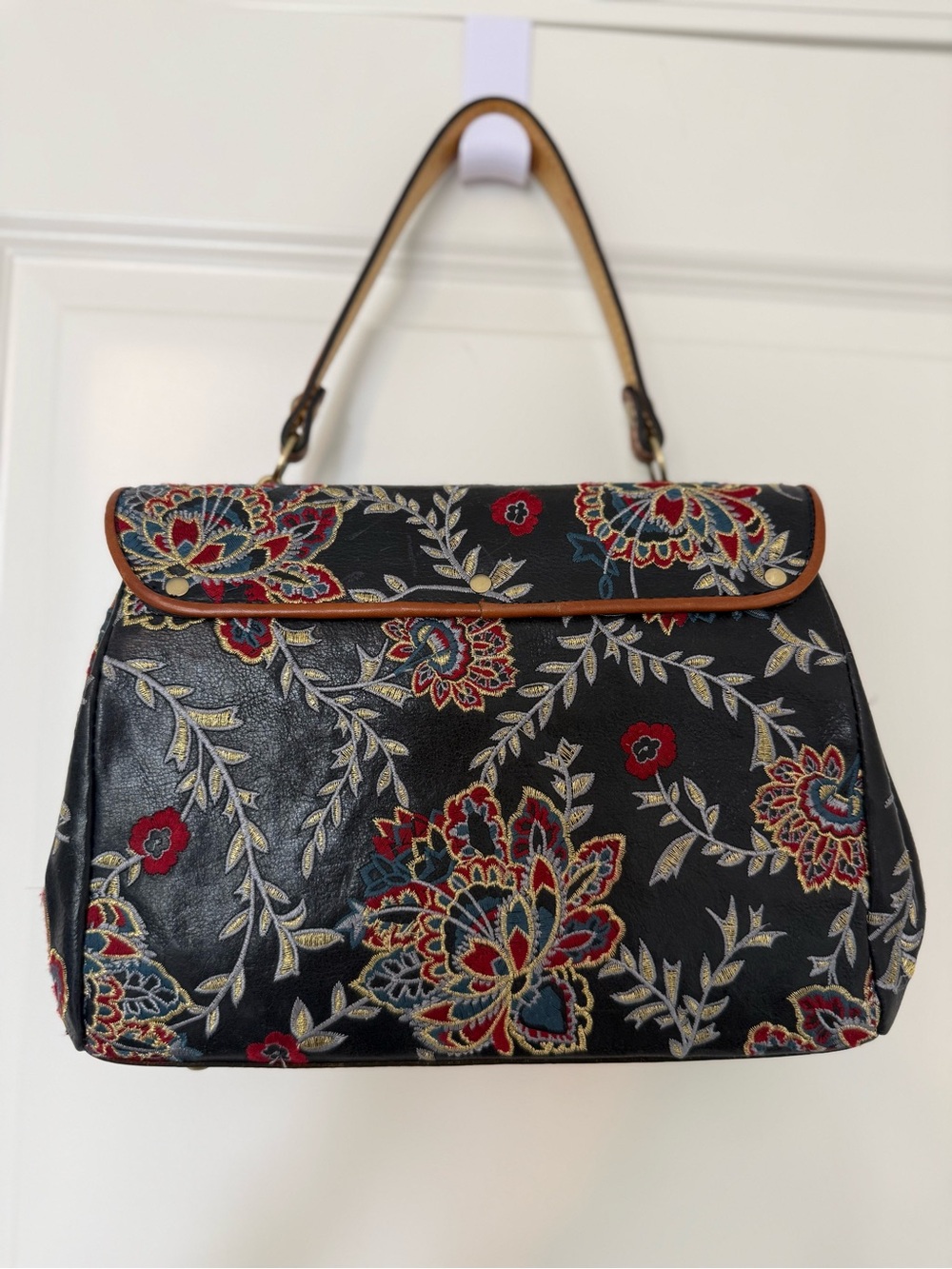 Patricia Nash Floral Embroidered Top-Handle Satchel Bag - Picture 2 of 15